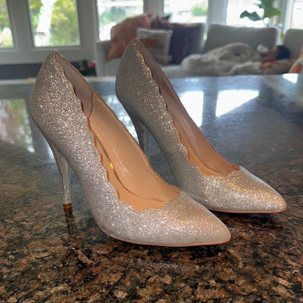 Betsey johnson Silver Glitter Heels